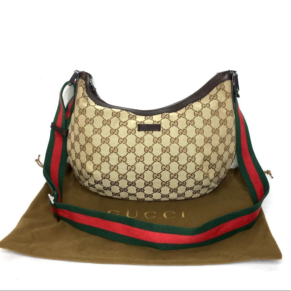 Authentic Gucci brown monogram canvas unisex crossbody bag